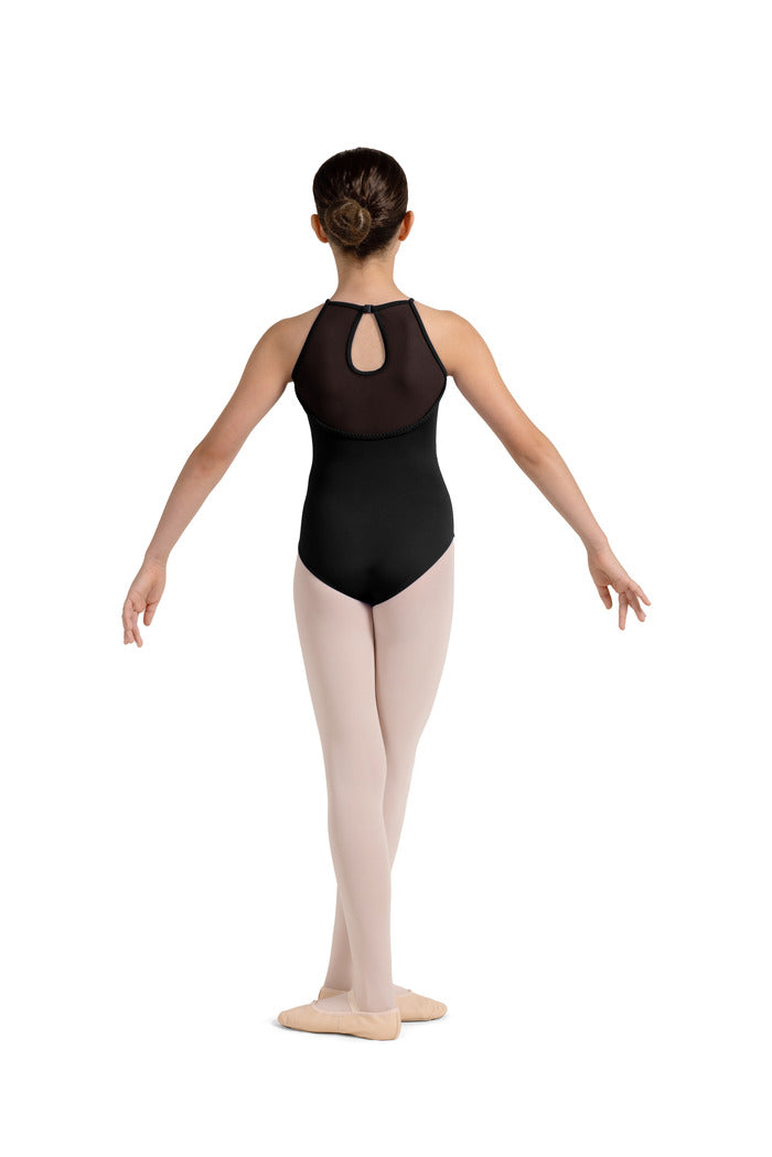 Mirella High Neckline Braid Detail Halter Leotard M1245C