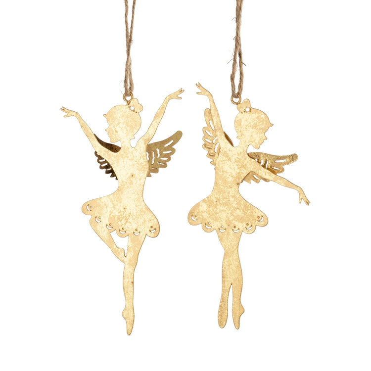 Gold Foil Metal Angel Ballerina Ornaments