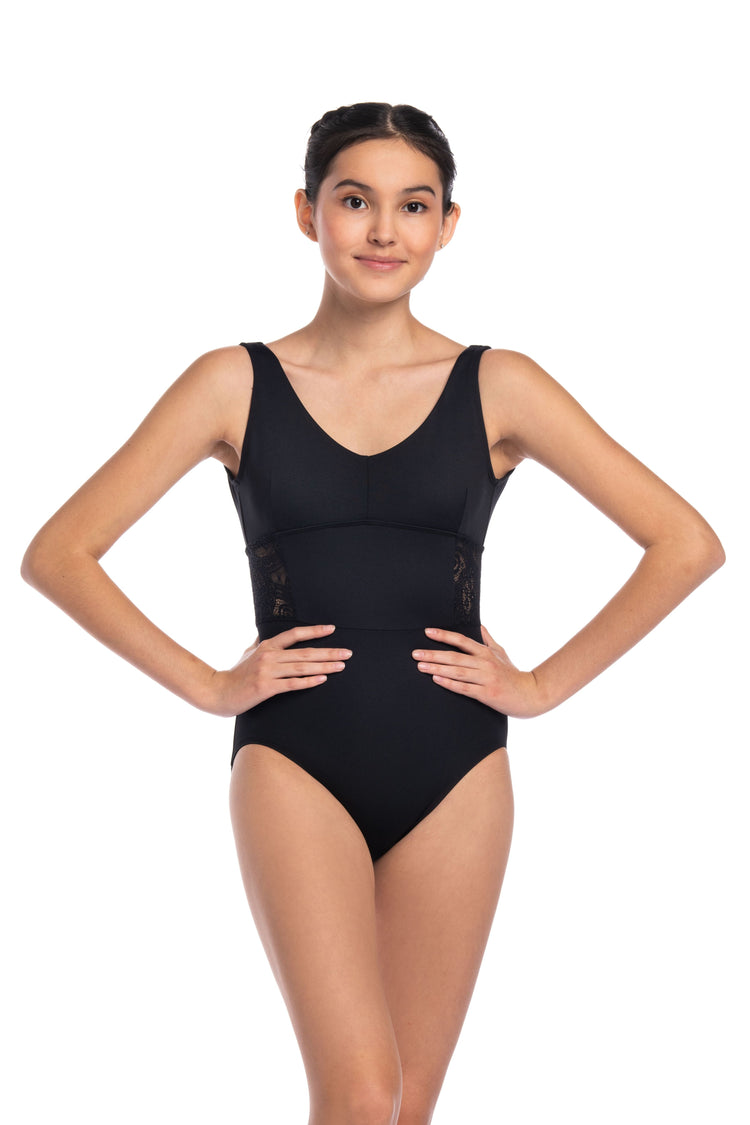 Ophelia Tank Leotard with Lace Side Cutouts and Back