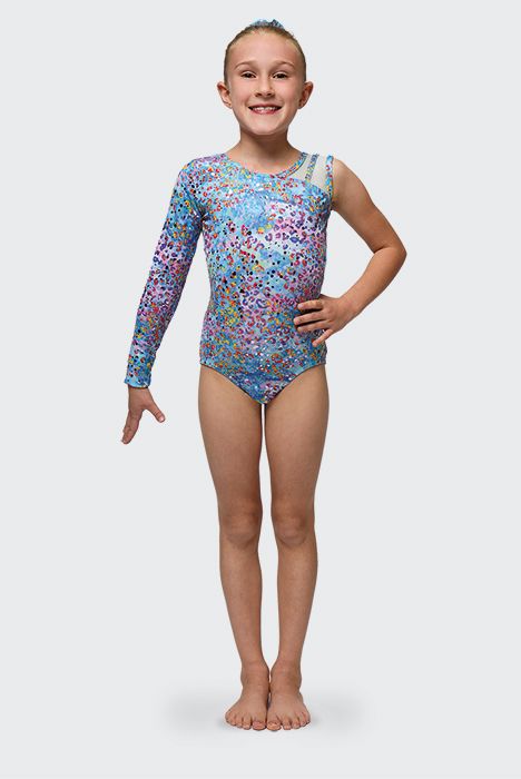 Mondor Printed Gymnastics Leotard with Asymmetrical Sleeve 17828