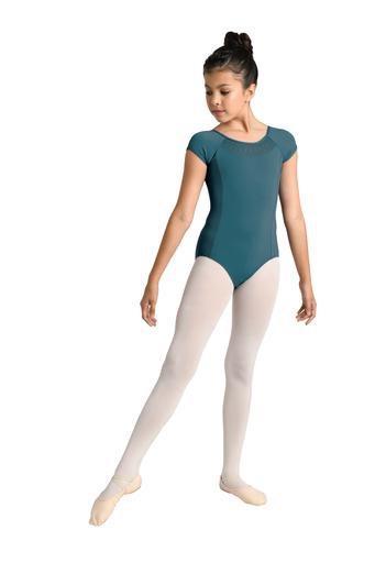 Embroidered Leotard with Cap Sleeve