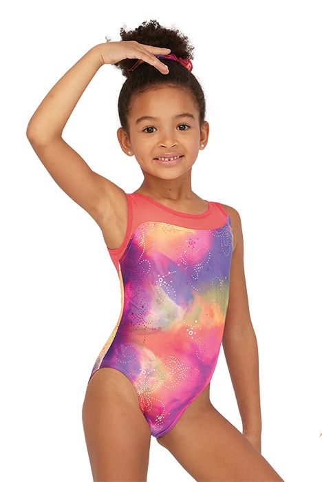 Mondor Printed Tank Metallic Detail Gynmastics Leotard 27814