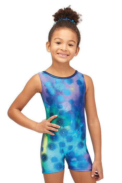 Mondor Printed Metallic Detail Gynmastics Biketard 27824