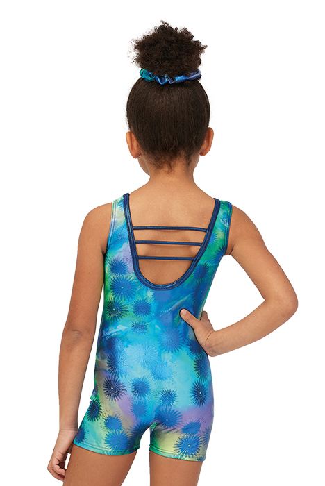 Mondor Printed Metallic Detail Gynmastics Biketard 27824