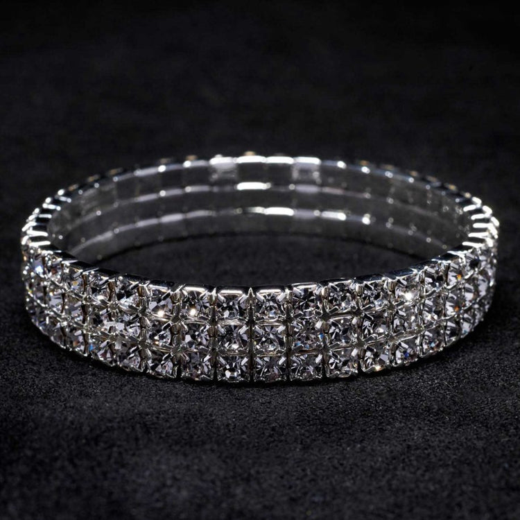 3-Row Crystal Stretch Bracelet