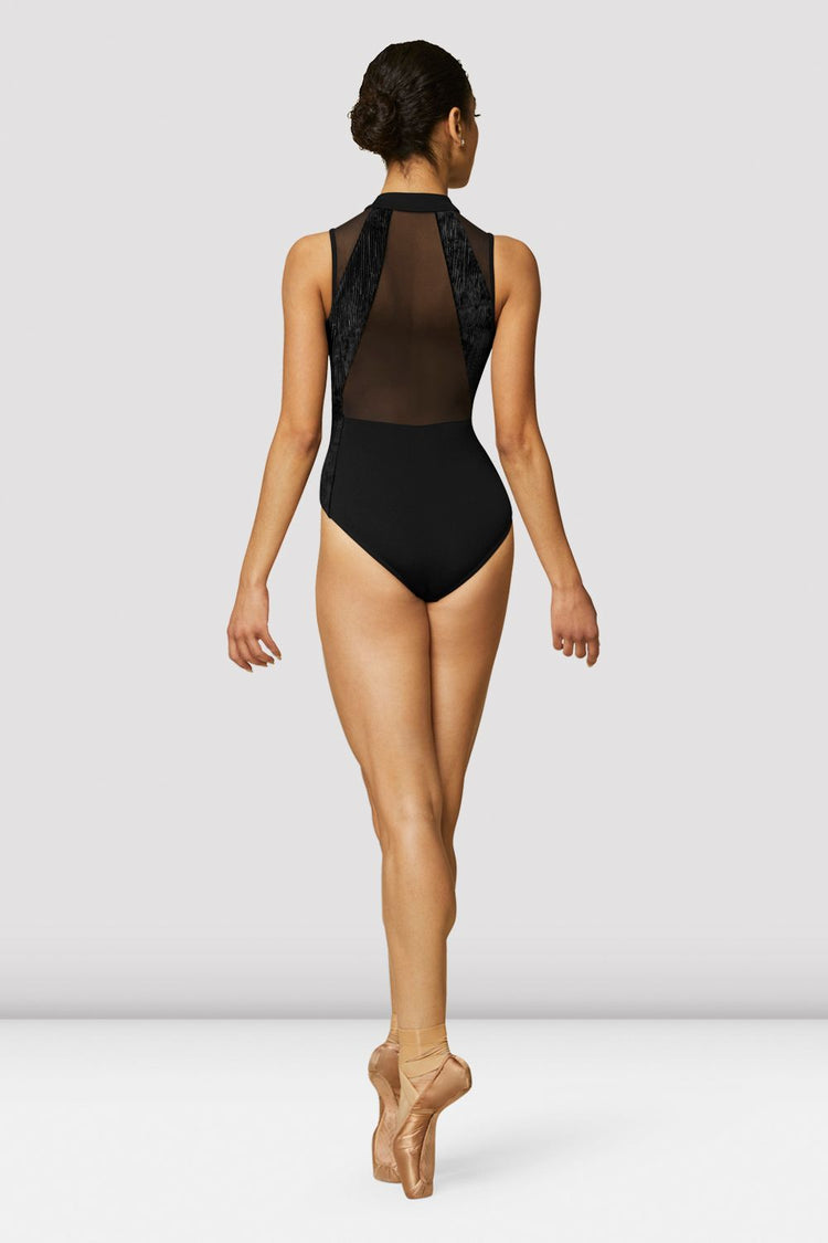 Velvet Mock Neck Zip Front Leotard