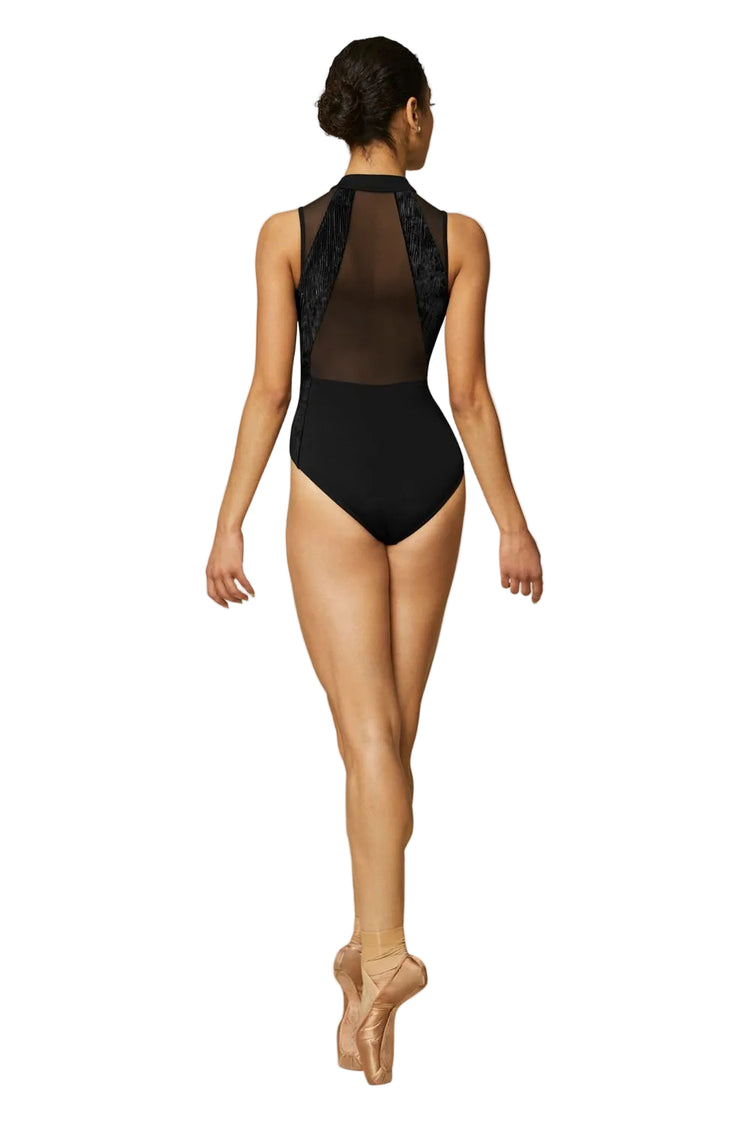 Velvet Mock Neck Zip Front Leotard