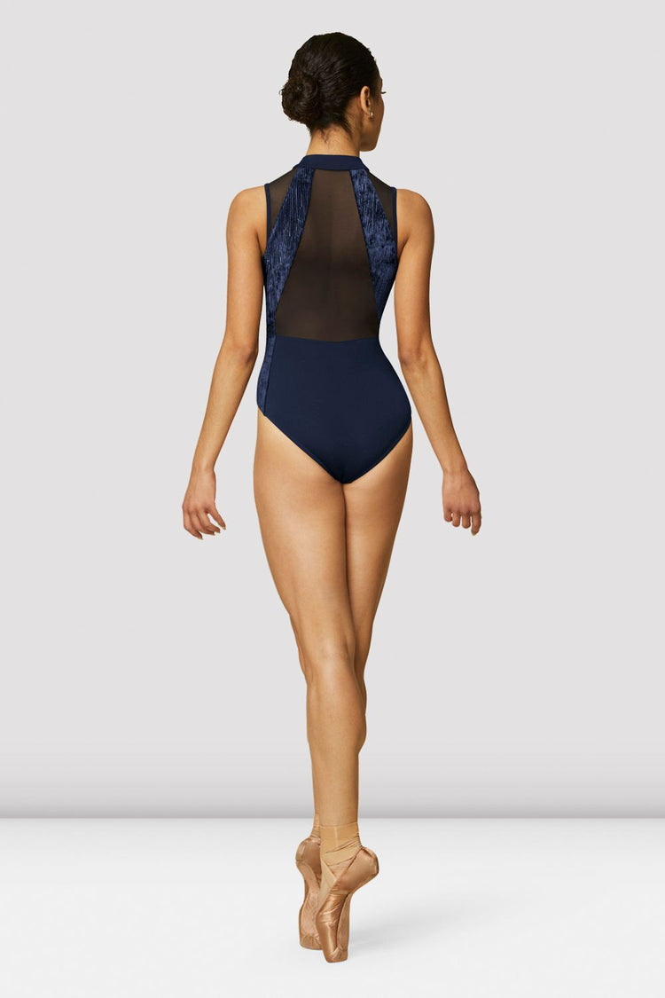 Velvet Mock Neck Zip Front Leotard