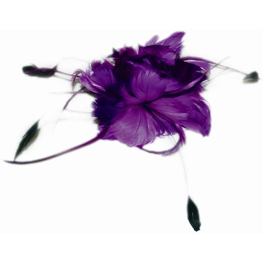 Purple Feather Corsage with Comb