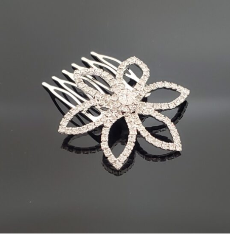 6 Petal Flower Rhinestone Hair Comb CO0204