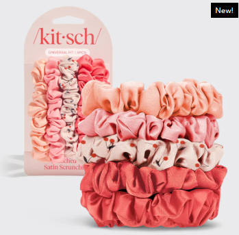 Kitsch Ruched Satin Scrunchies - Cherry Blossom 500423