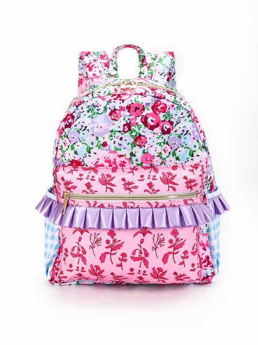 SKP Pink Lavender Flower Ruffle Backpack BA0099-M