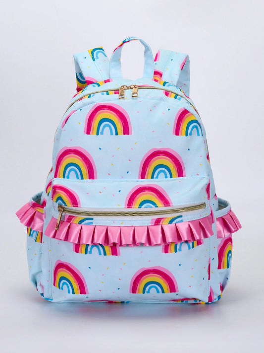 SKP Pink Ruffle Rainbow Printed Backpack BA0167-M