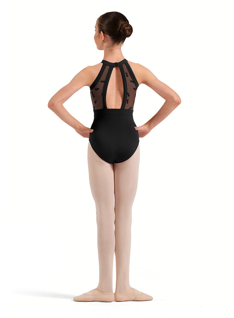 Bloch Opulence Kids Floral Flock Print Halter Leotard CL40016