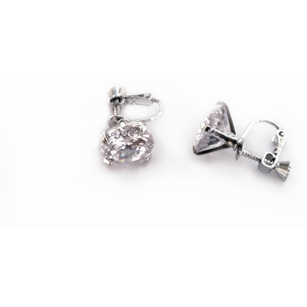 12MM Clear Clip On Stud Earrings