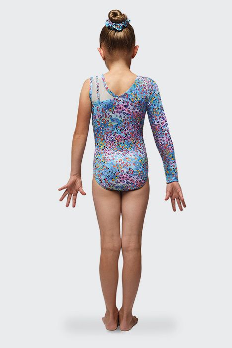 Mondor Printed Gymnastics Leotard with Asymmetrical Sleeve 17828