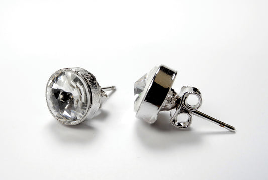 FH2 9MM Pierced Round Rhinestone Studs AZ0001