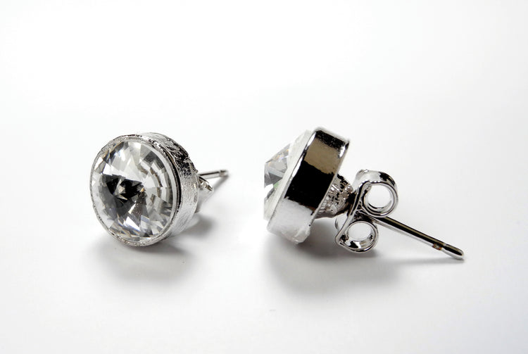 FH2 9MM Pierced Round Rhinestone Studs AZ0001