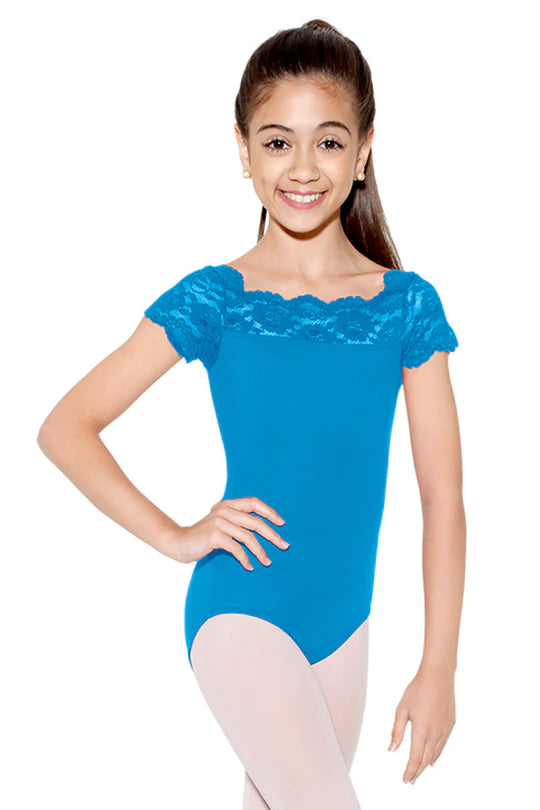 Tilly Child Cap Sleeve Lace Leotard