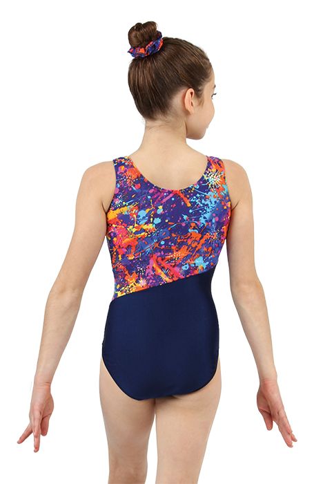 Printed Tank Metallic Detail Gynmastics Leotard