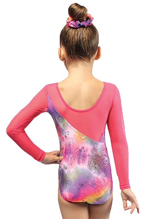 Long Sleeve Metallic Detail Gynmastics Leotard