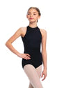 Vera High Neck Leotard with Open Mesh Back