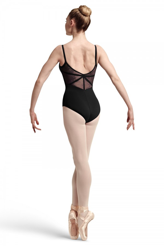 Lace and Ribbon Panel Back Cami Leotard