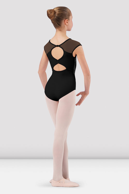 Lace Cap Sleeve Leotard with Open Back