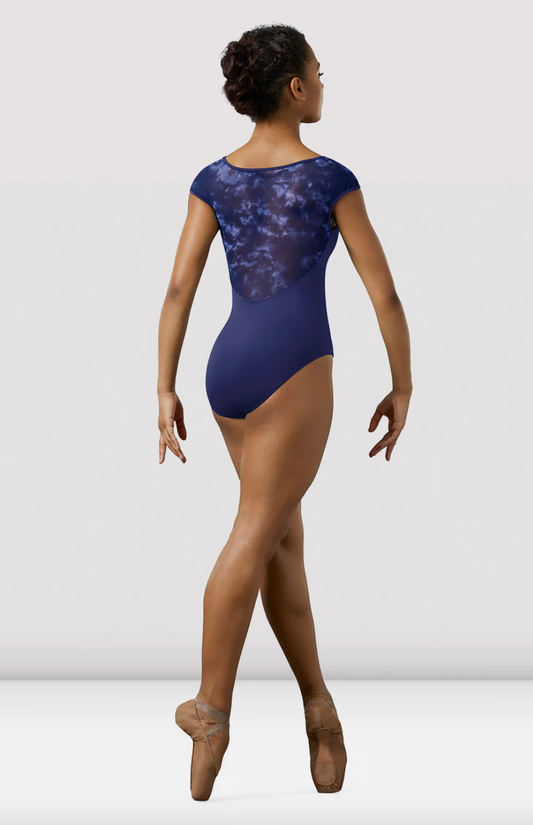 Cap Sleeve Leotard with Watercolour Mesh Details
