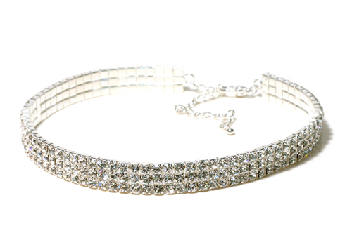 3 Row Crystal Stretch Choker  Adult