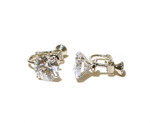 10MM Clear Clip On Stud Earrings