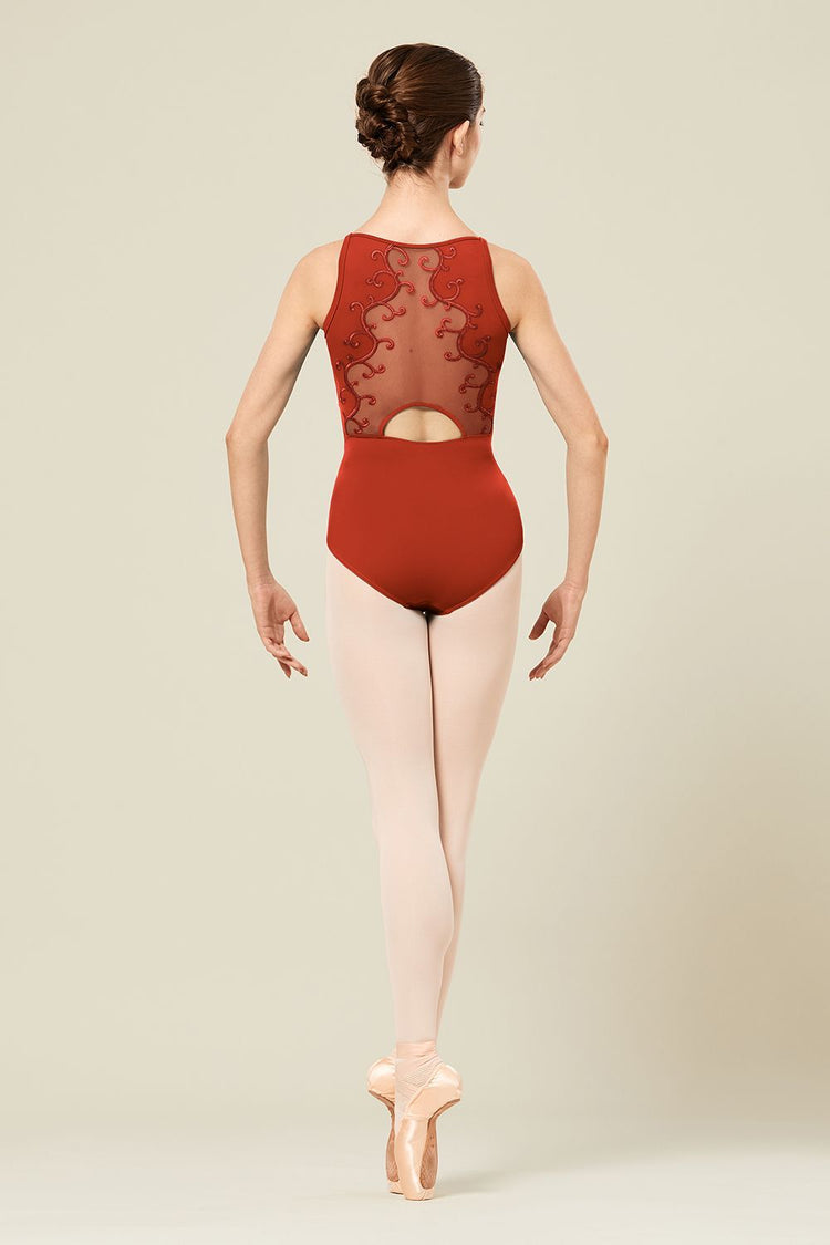 Erinn Mesh Spliced Baroque Embroidered Leotard