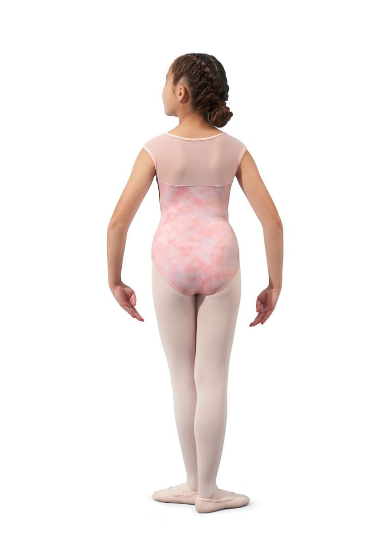 Watercolour Bodice Leotard with Mesh High Neck