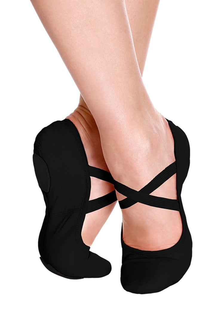 Leather Split Sole Ballet Slipper in Black in Adult Sizes